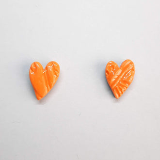 Pendientes Botón Corazón Pleno Naranja