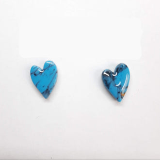 Pendientes Botón Corazón Pleno Turquesa