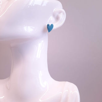 Pendientes Botón Corazón Pleno Turquesa