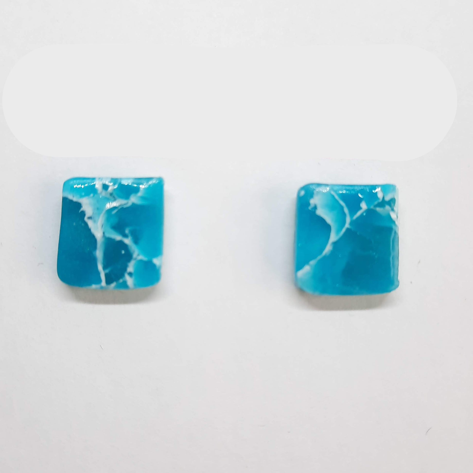 Pendientes Botón Cuadrado Aguamarina