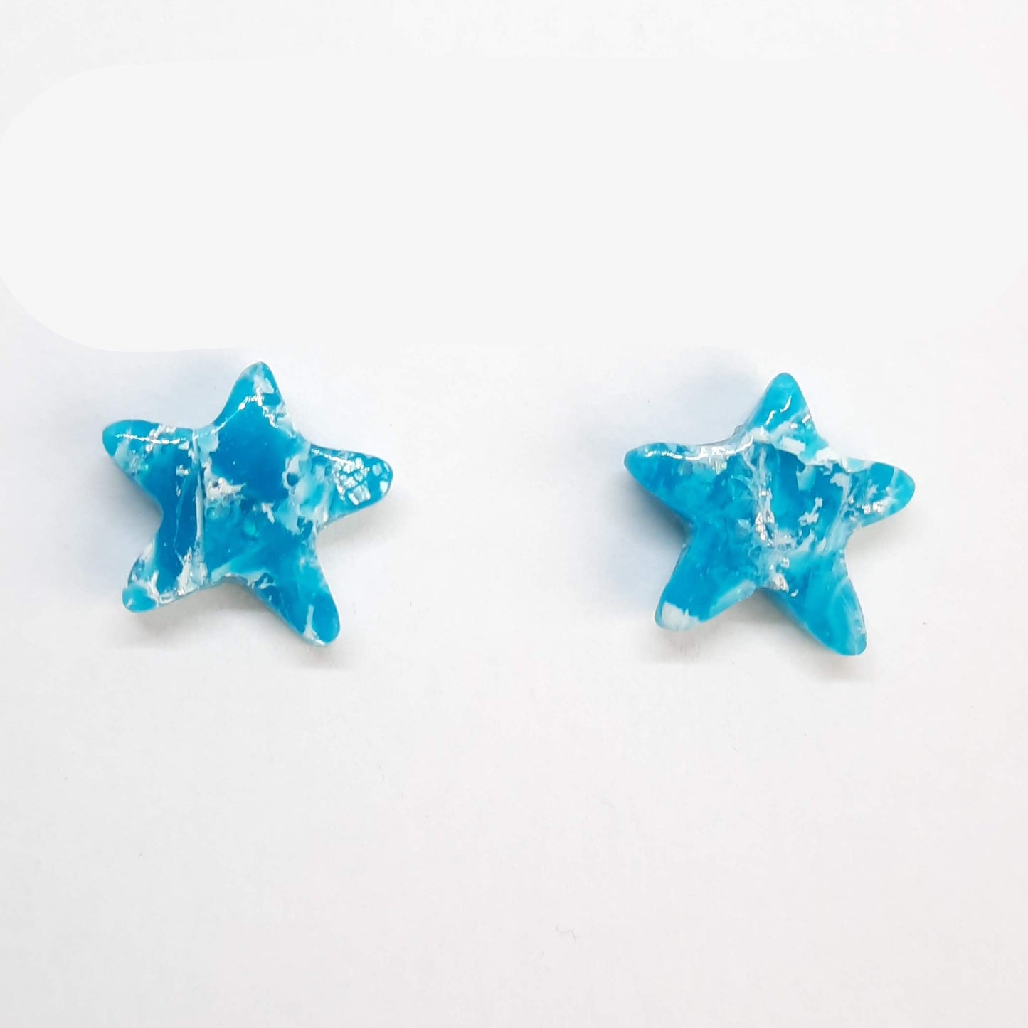 Pendientes Botón Estrella Aguamarina