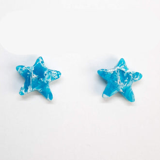 Pendientes Botón Estrella Aguamarina