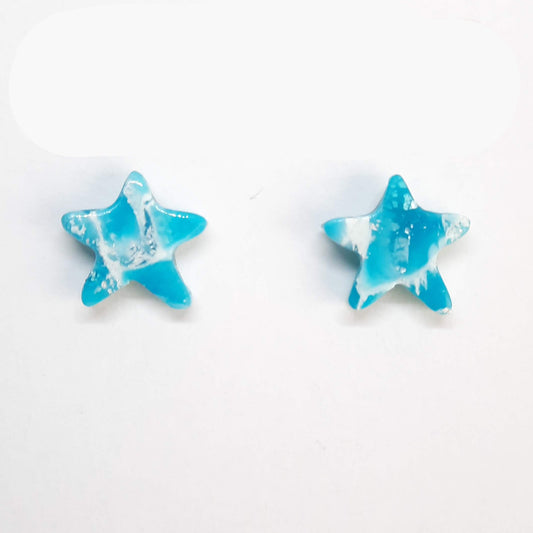 Pendientes Botón Estrella Aguamarina