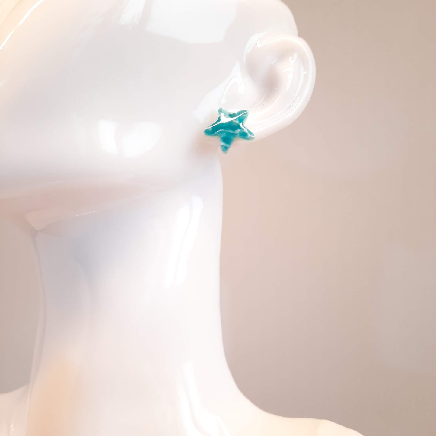 Pendientes Botón Estrella Aguamarina