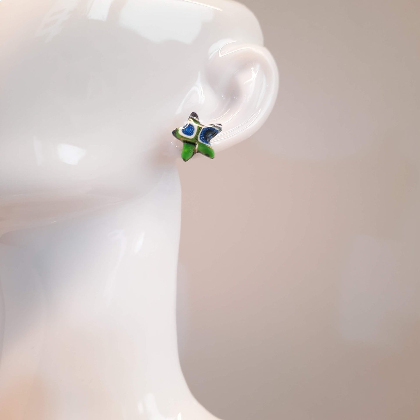 Pendientes Botón Estrella Arcoíris