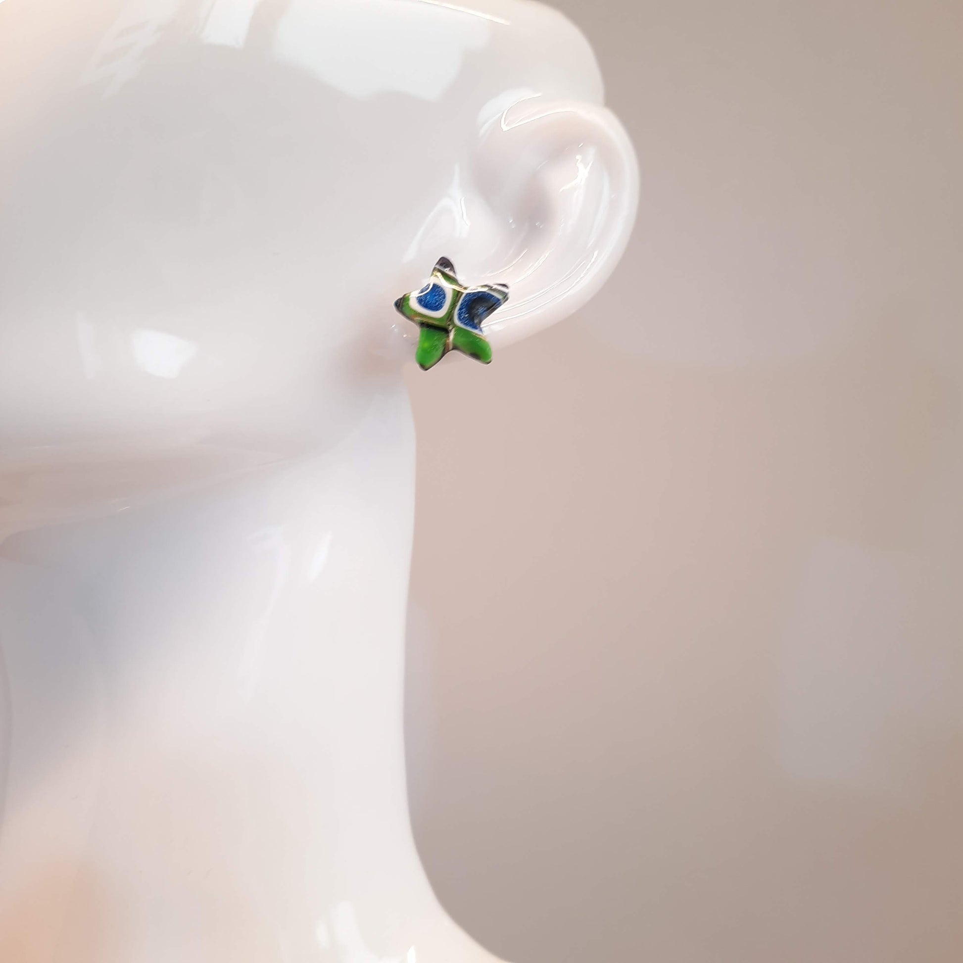 Pendientes Botón Estrella Arcoíris