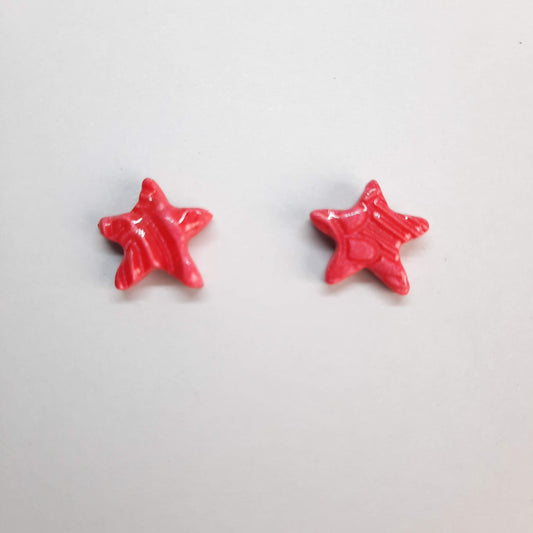 Pendientes Botón Estrella Rojos