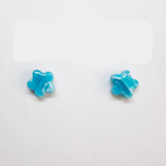 Pendientes Botón Flor Aguamarina