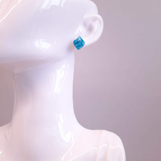 Pendientes Botón India Aguamarina