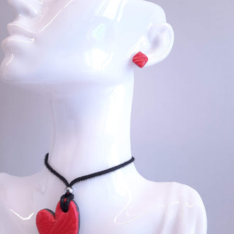 Pendientes Botón India Rojos