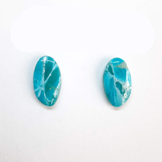 Pendientes Botón Iris Aguamarina