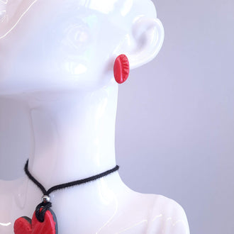 Pendientes Botón Iris Rojos