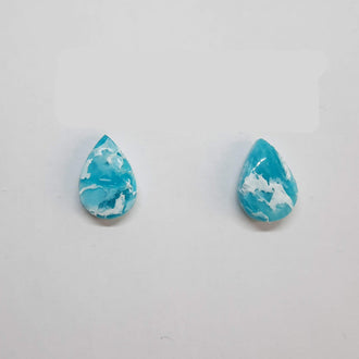 Pendientes Botón Lagrima Aguamarina