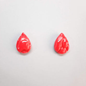 Pendientes Botón Lágrima Rosa Neón