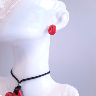 Pendientes Botón Mimosa Rojos
