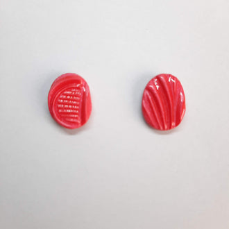 Pendientes Botón Mimosa Rojos