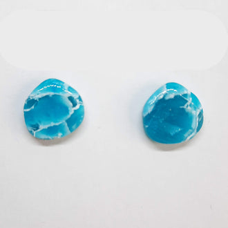 Pendientes Botón Palma Aguamarina