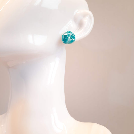 Pendientes Botón Palma Aguamarina