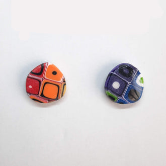 Pendientes Botón Palma Arcoíris