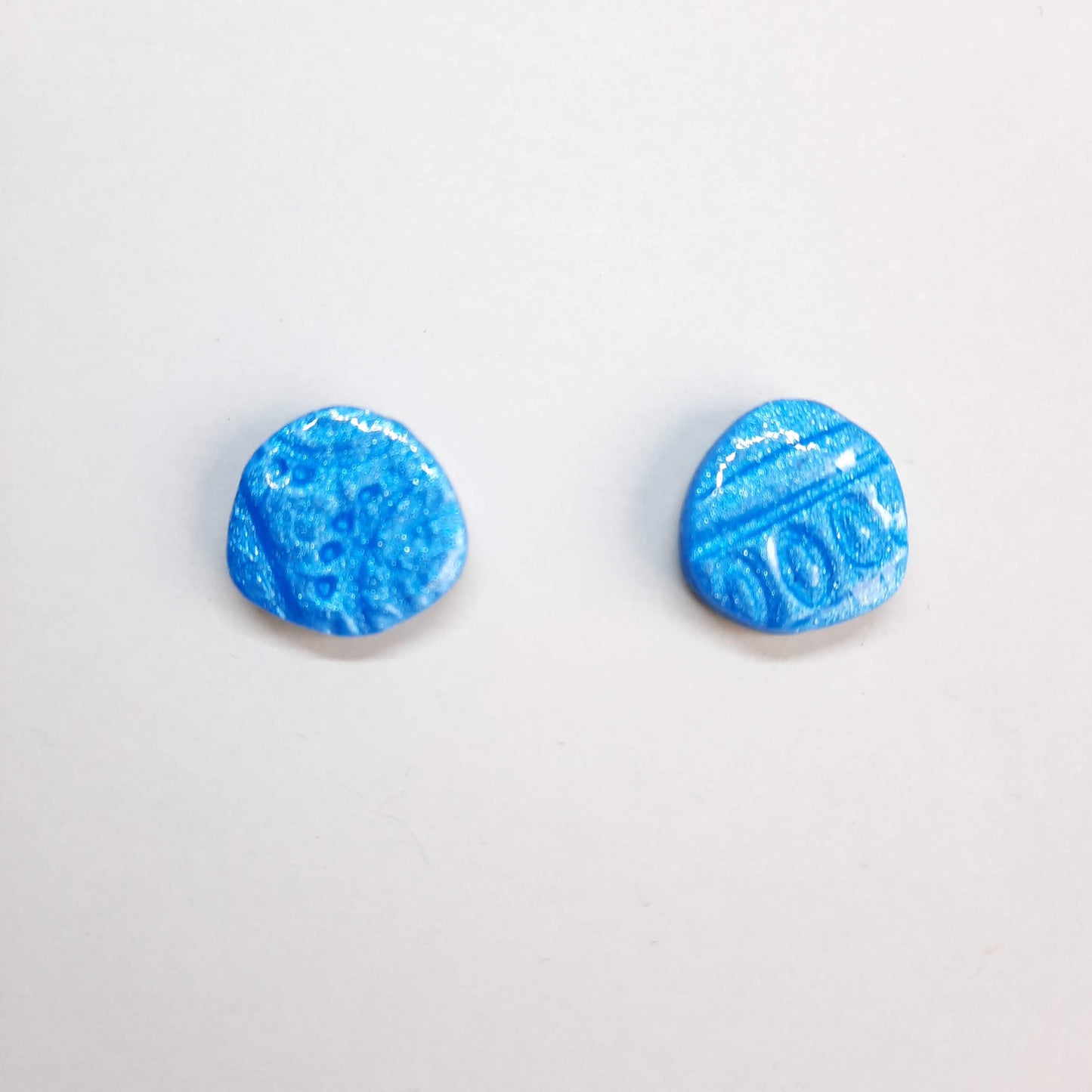 Pendientes Botón Palma Azul