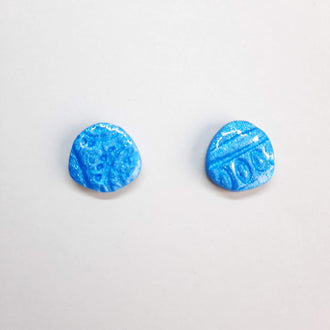 Pendientes Botón Palma Azul