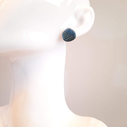 Pendientes Botón Palma Labradorita Azul