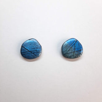 Pendientes Botón Palma Labradorita Azul