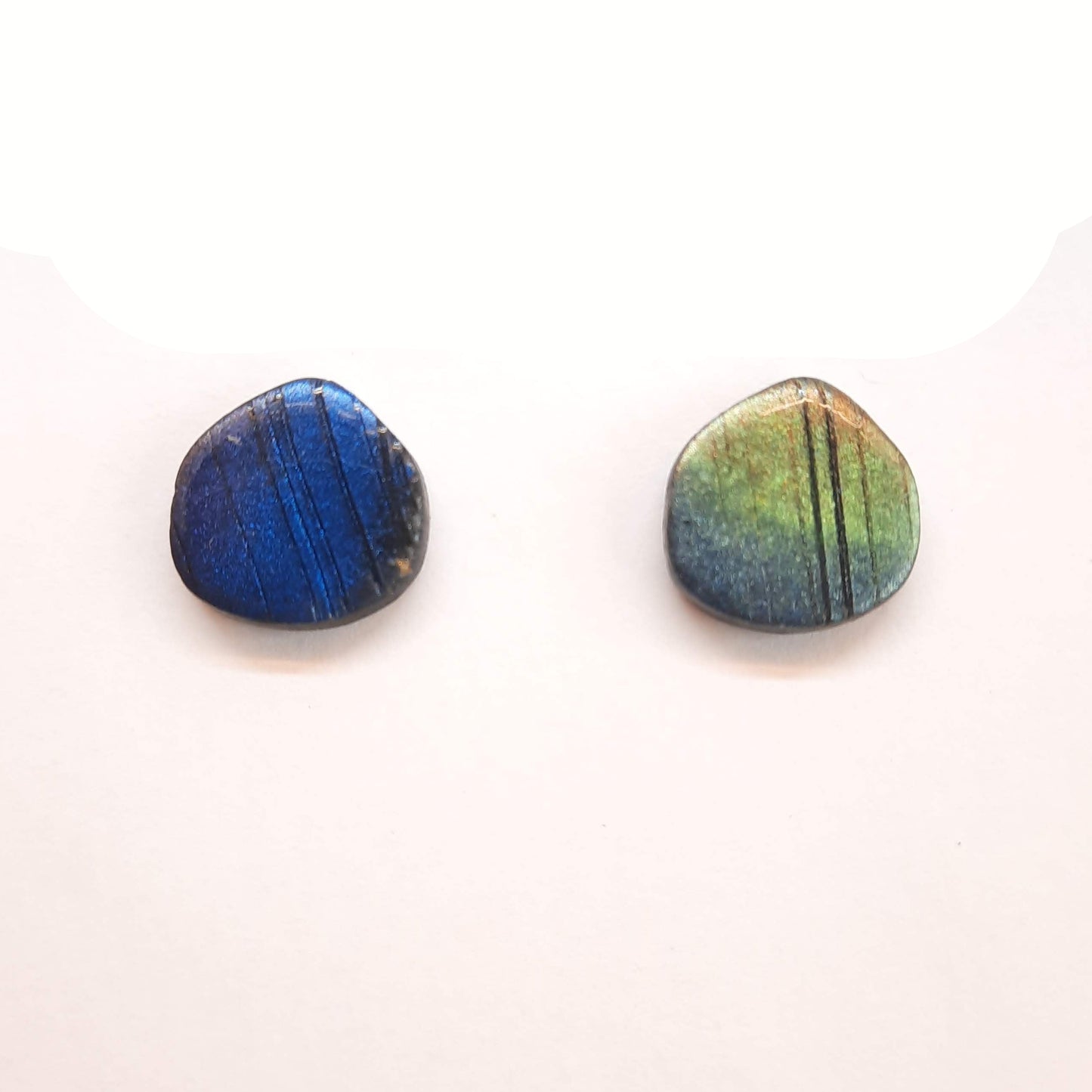 Pendientes Botón Palma Labradorita Azul