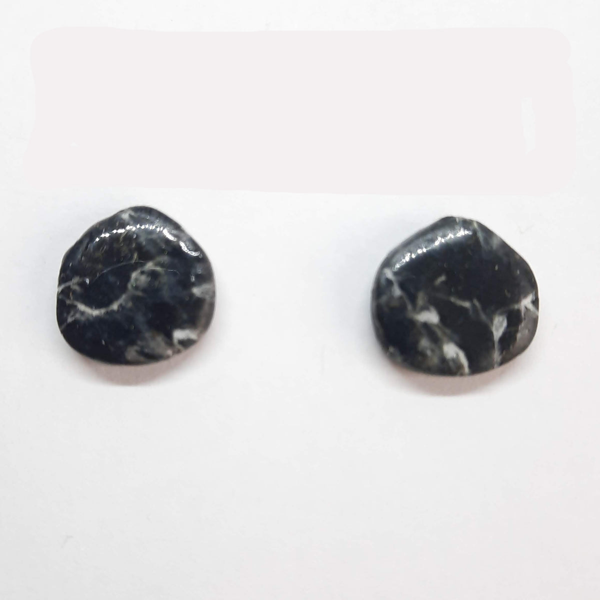 Pendientes Botón Palma Negro Mármol