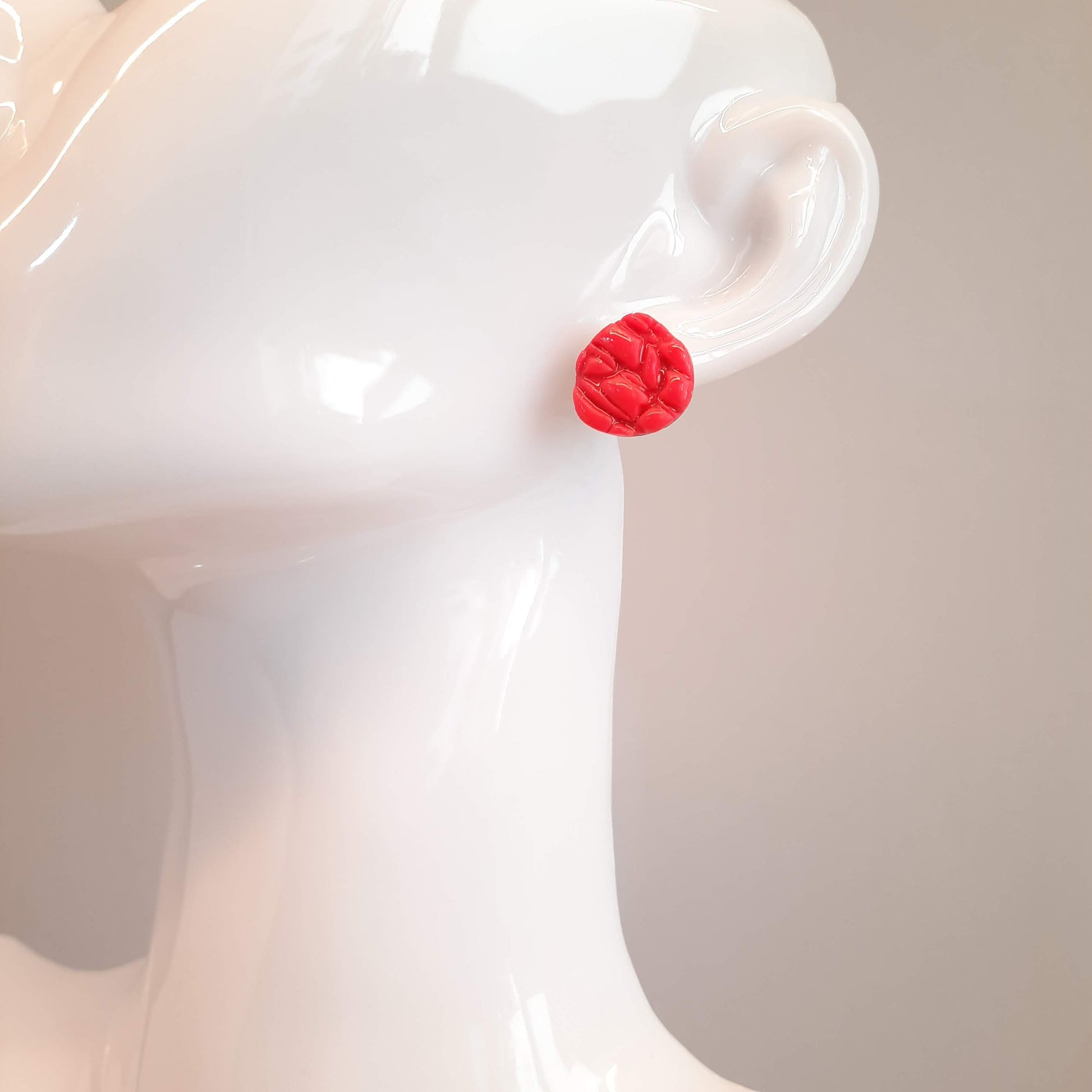 Pendientes Botón Palma Rosa Neón