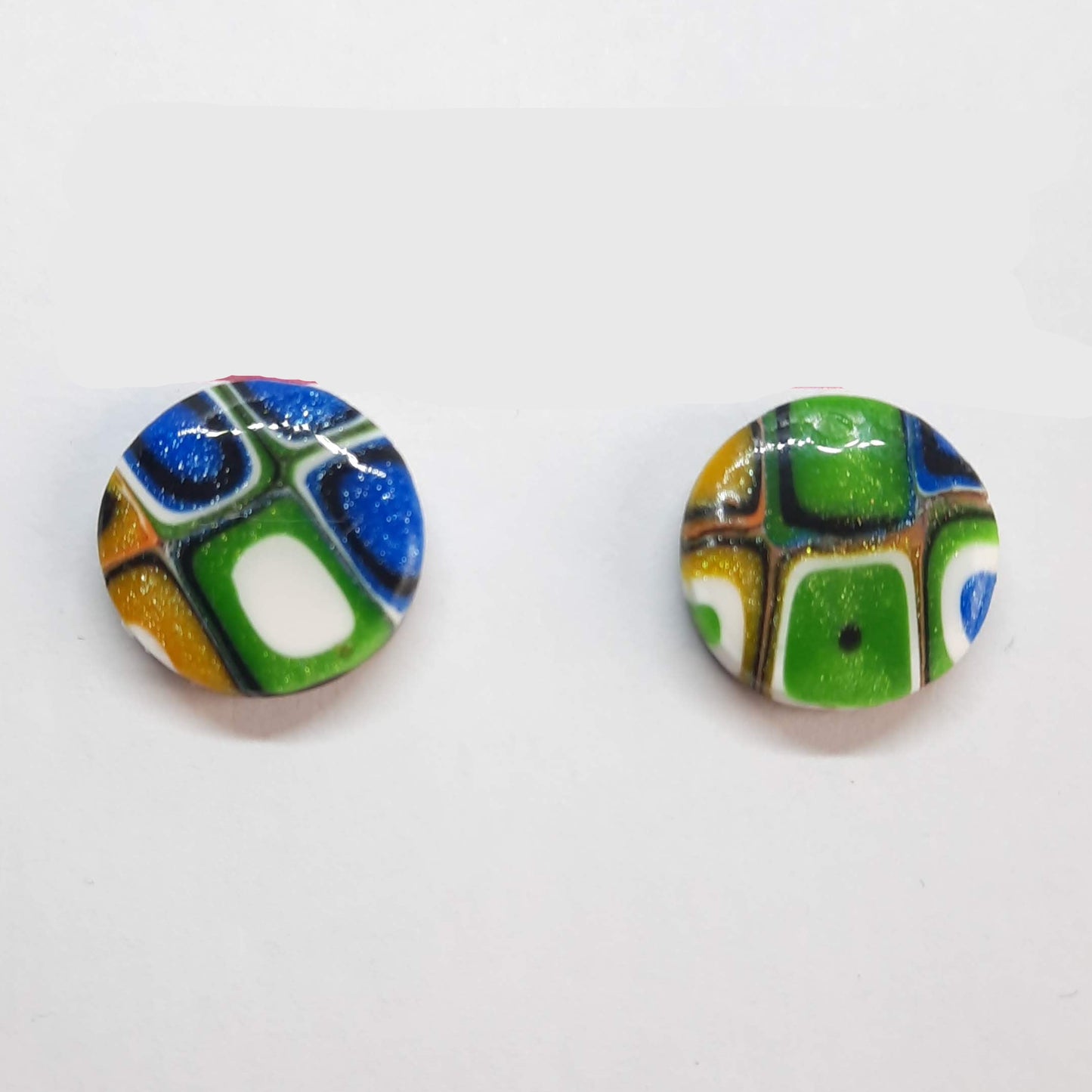 Pendientes Botón Redondo Grande Arcoíris