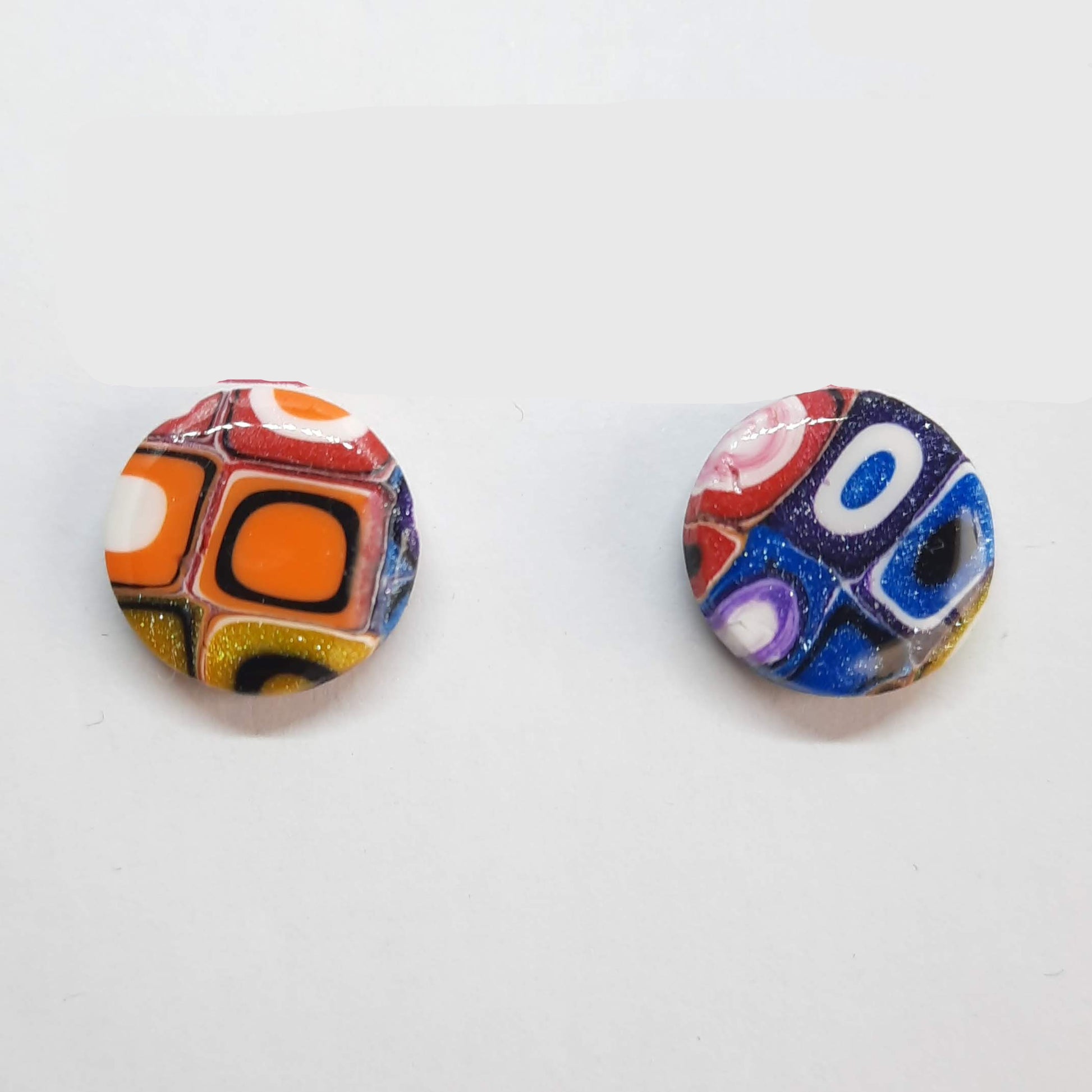 Pendientes Botón Redondo Grande Arcoíris