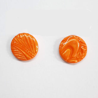 Pendientes Botón Redondo Grande  Naranja
