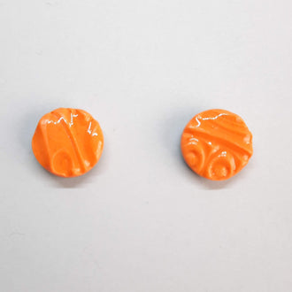 Pendientes Botón Redondo Mediano Naranja