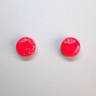 Pendientes Botón Redondo Mediano Rosa Neon