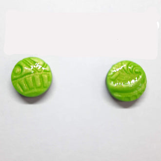Pendientes Botón Redondo Mediano Verde