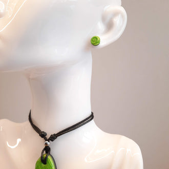 Pendientes Botón Redondo Pequeño Verde