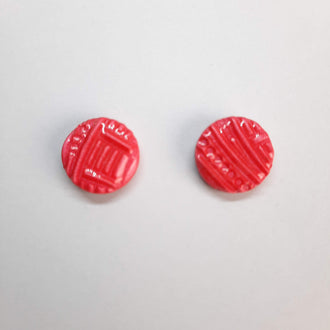 Pendientes Botón Redondos Grandes Rojos