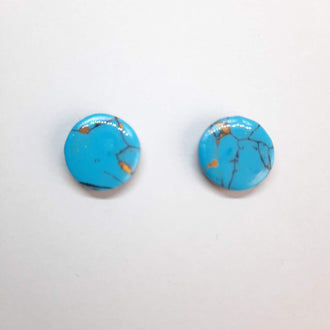 Pendientes Botón Redondos Grandes  Turquesa