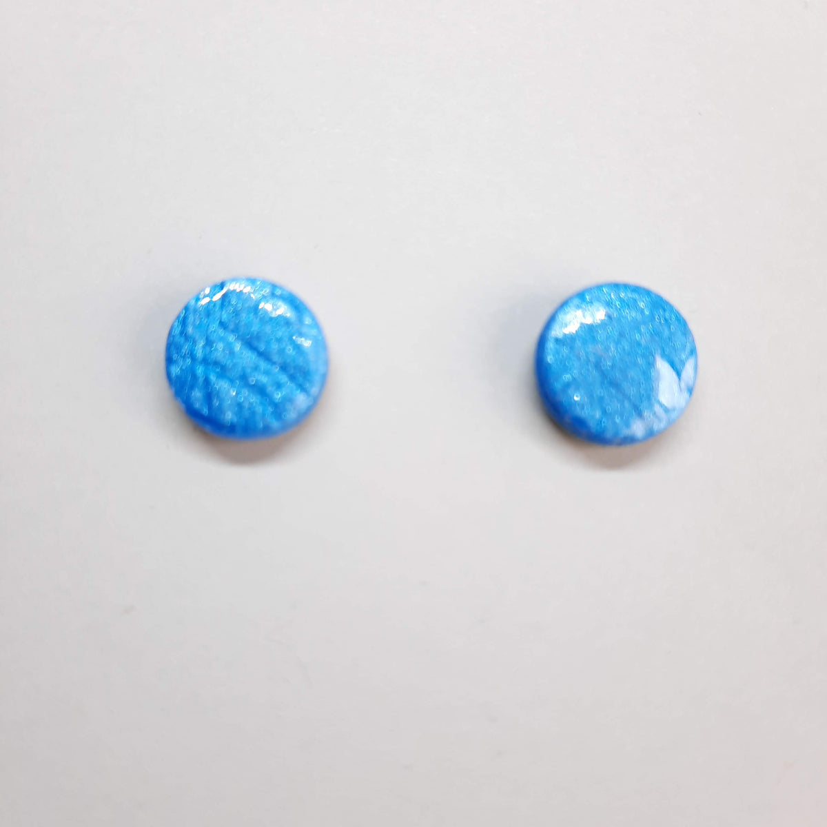 Pendientes Botón Redondos Medianos Azul