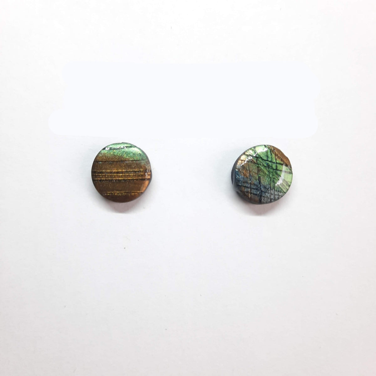 Pendientes Botón Redondos Medianos Labradorita Azul