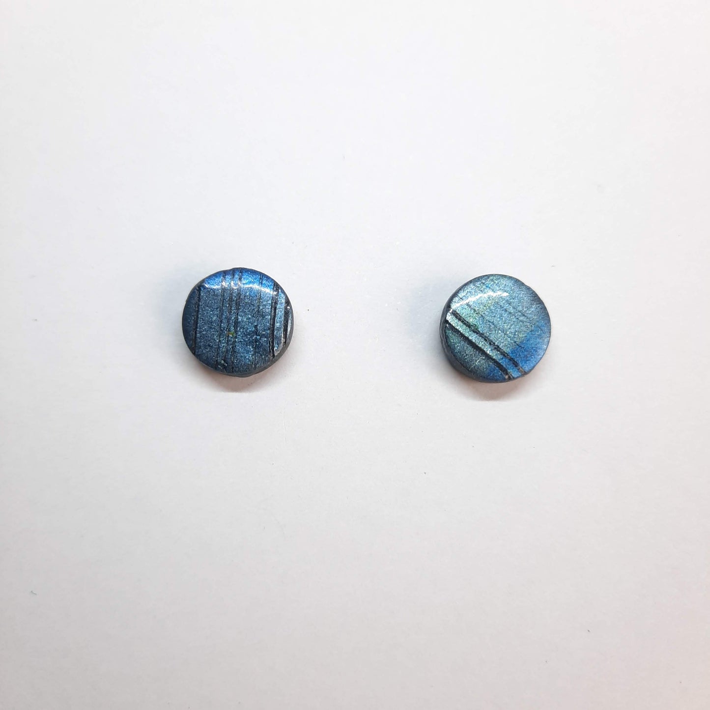 Pendientes Botón Redondos Medianos Labradorita Azul