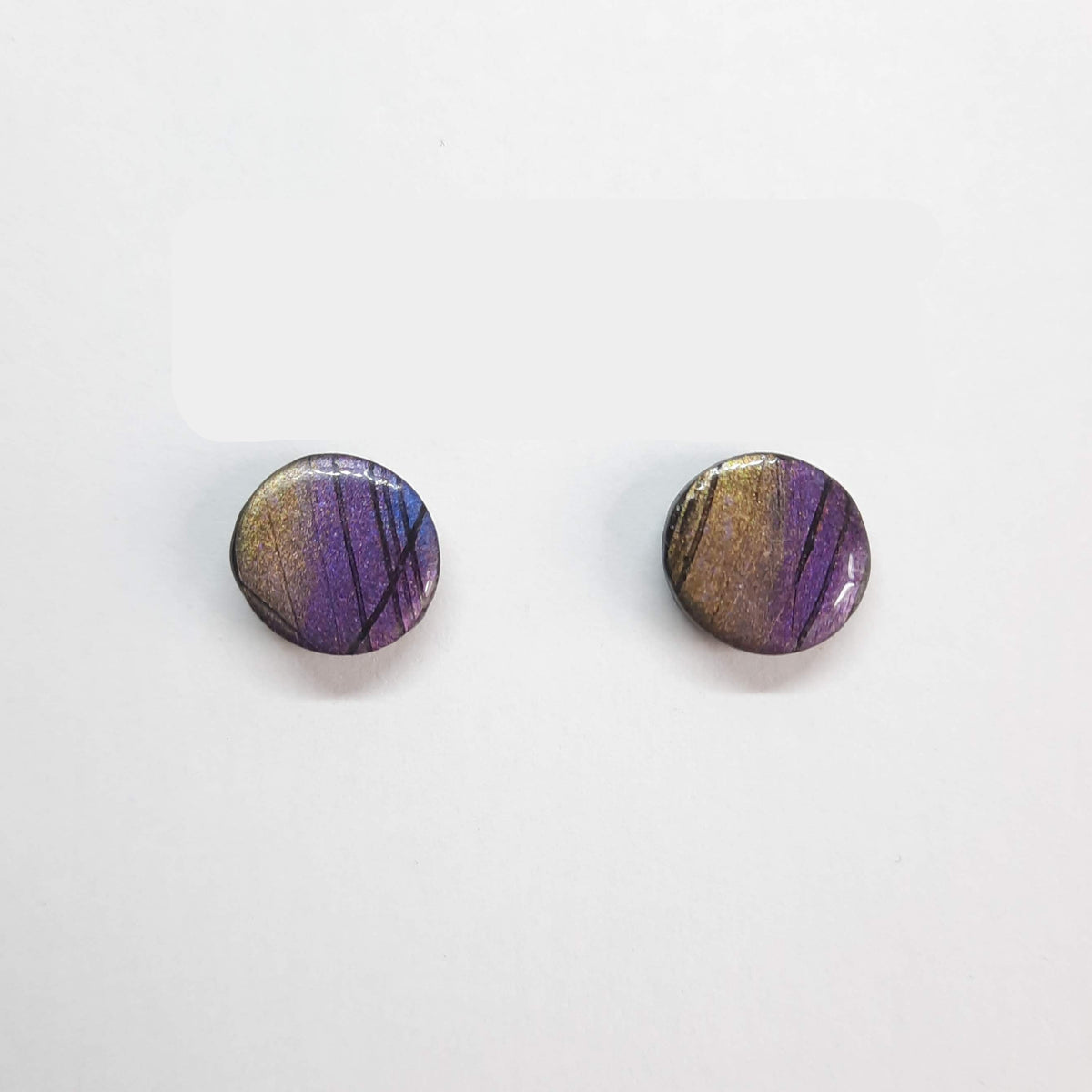 Pendientes Botón Redondos Medianos Labradorita Violeta
