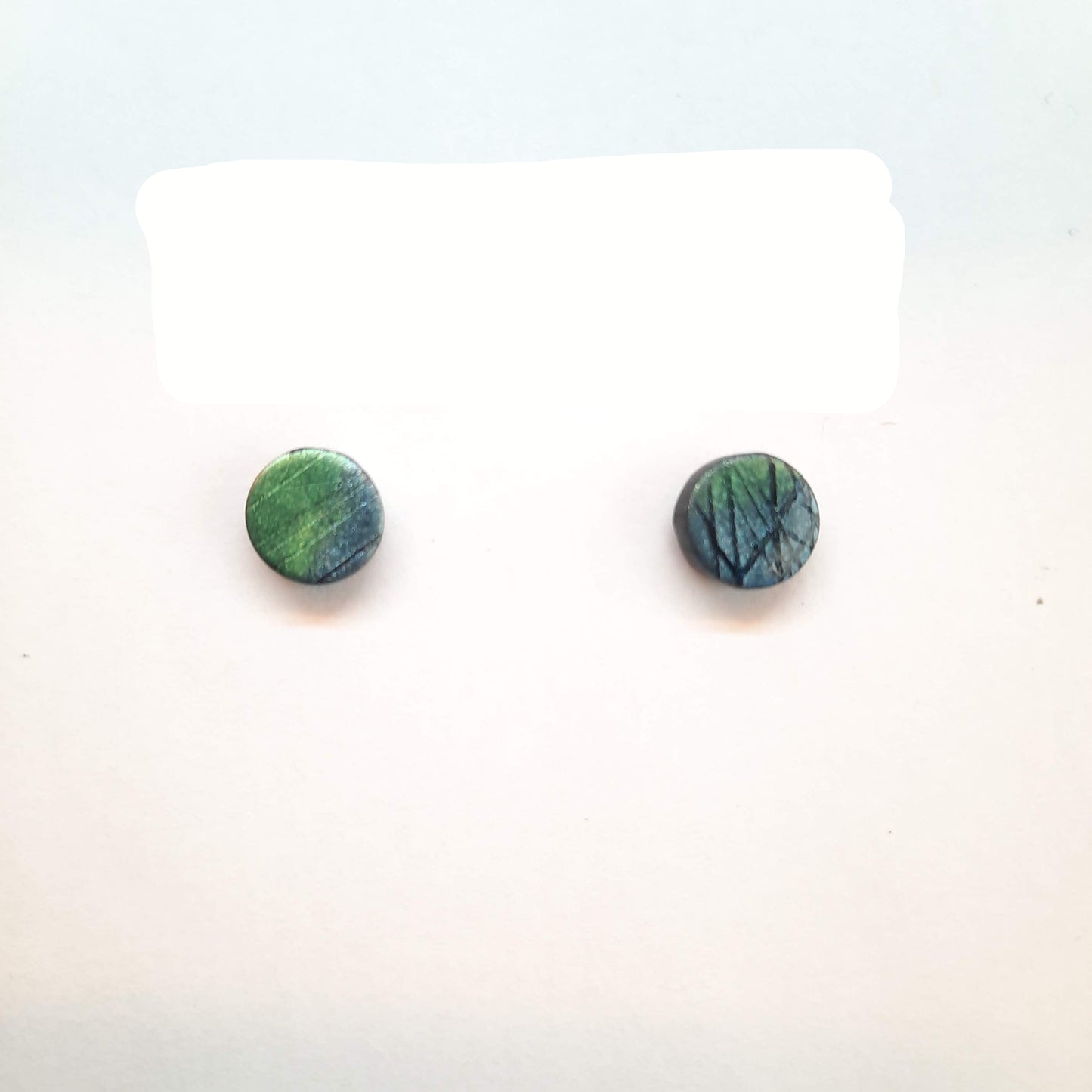 Pendientes Botón Redondos Pequeños Labradorita Azul