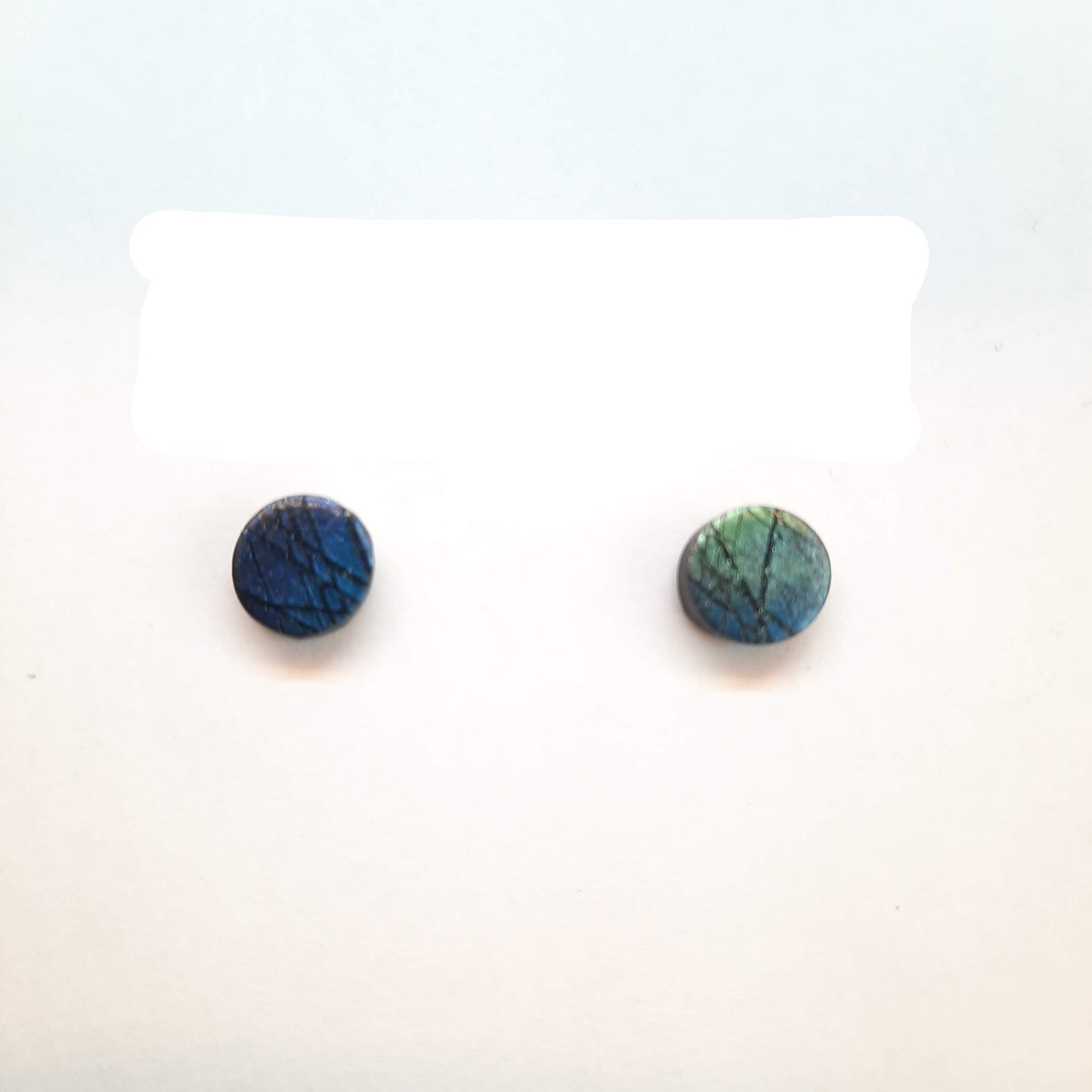 Pendientes Botón Redondos Pequeños Labradorita Azul