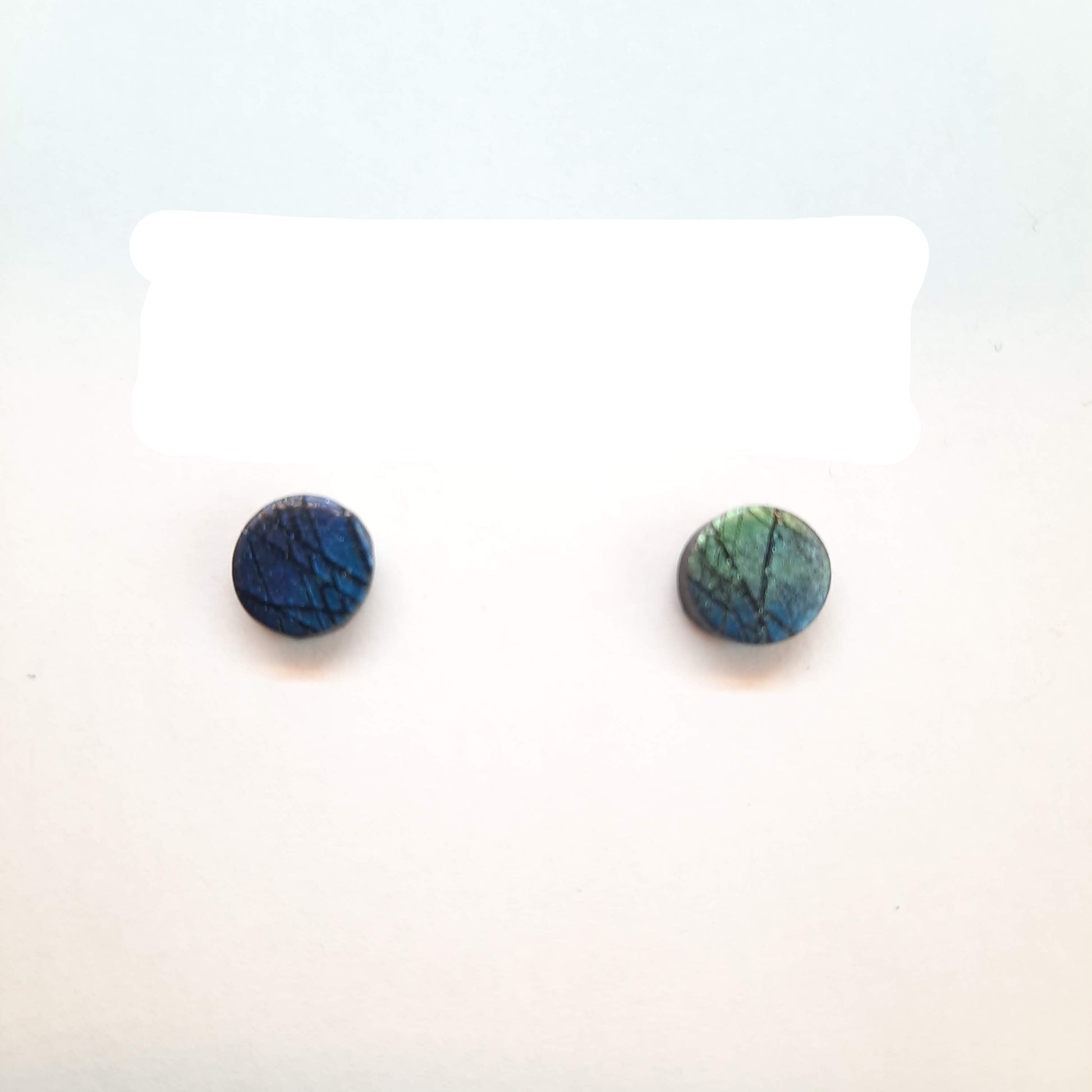 Pendientes Botón Redondos Pequeños Labradorita Azul