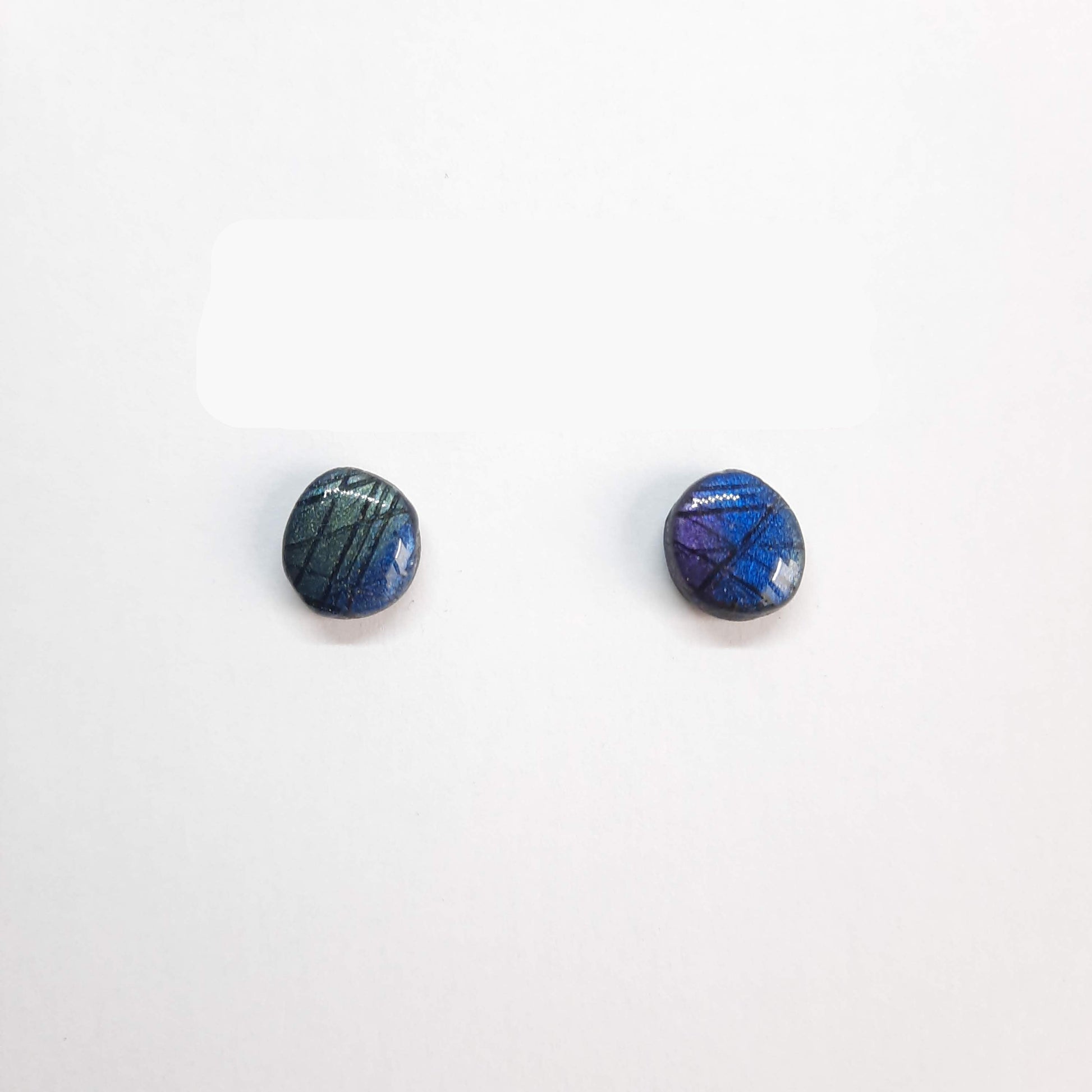 Pendientes Botón Redondos Pequeños Labradorita Violeta