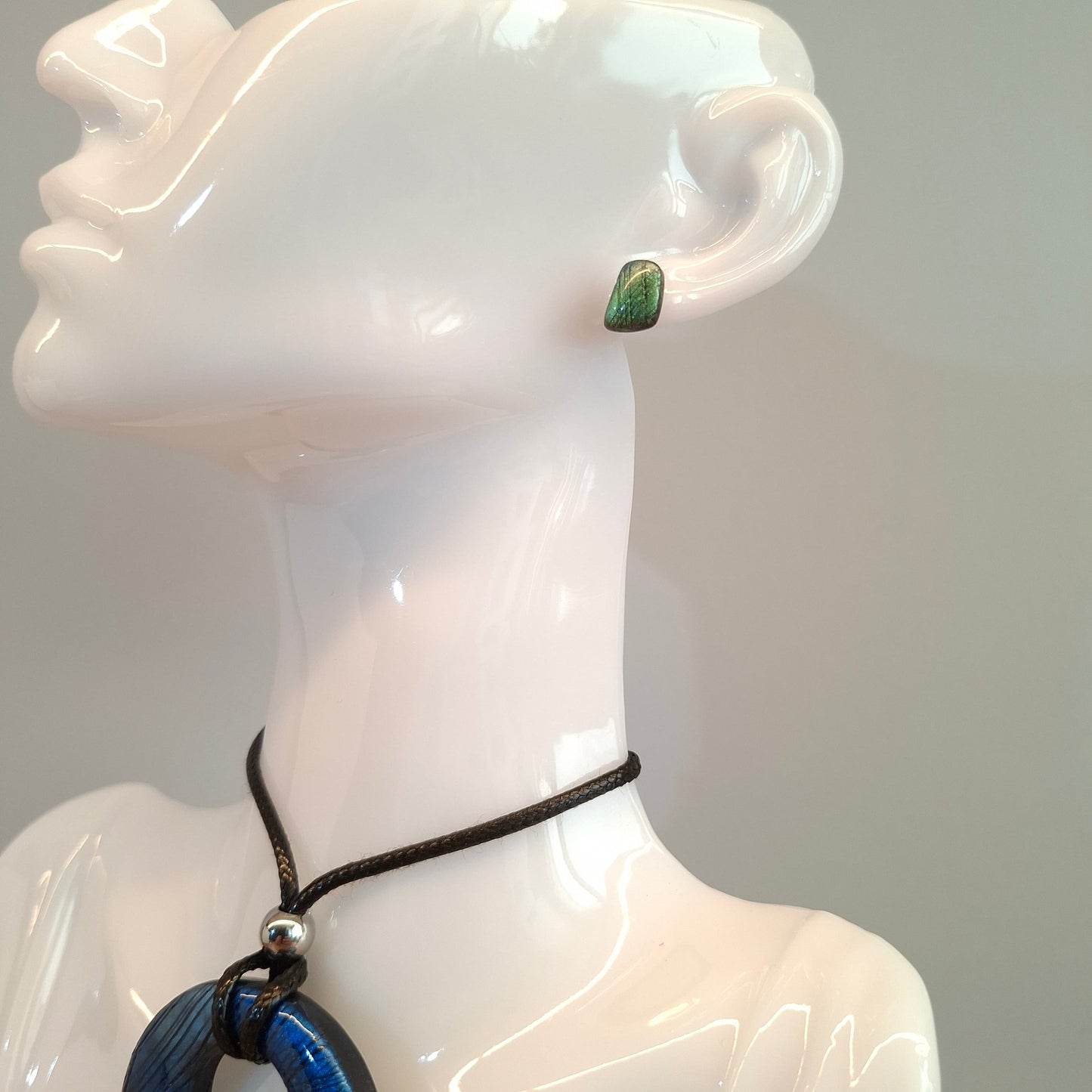Pendientes Botón Toledo Labradorita Azul