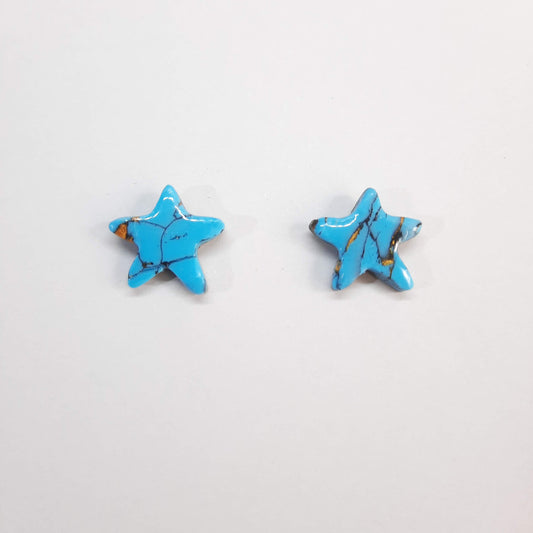 Pendientes Botón Estrella Turquesa