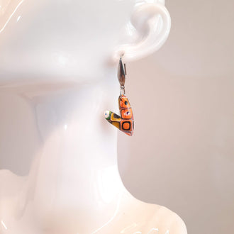 Pendientes Corazón Delgado Arcoíris con Base Acero o Negra